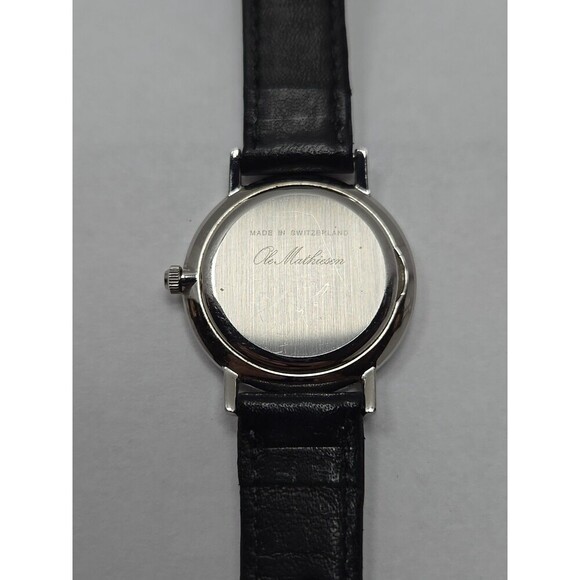 Ole Mathiesen Copenhagen Swiss Made Quartz Dress Watch Black Leather New Battery - Picture 11 of 11